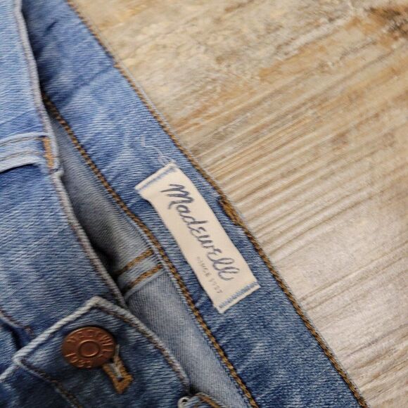 Madewell Distressed High Riser Skinny Cut Edge Jeans Blue Womens Size 25 Denim - Picture 14 of 16